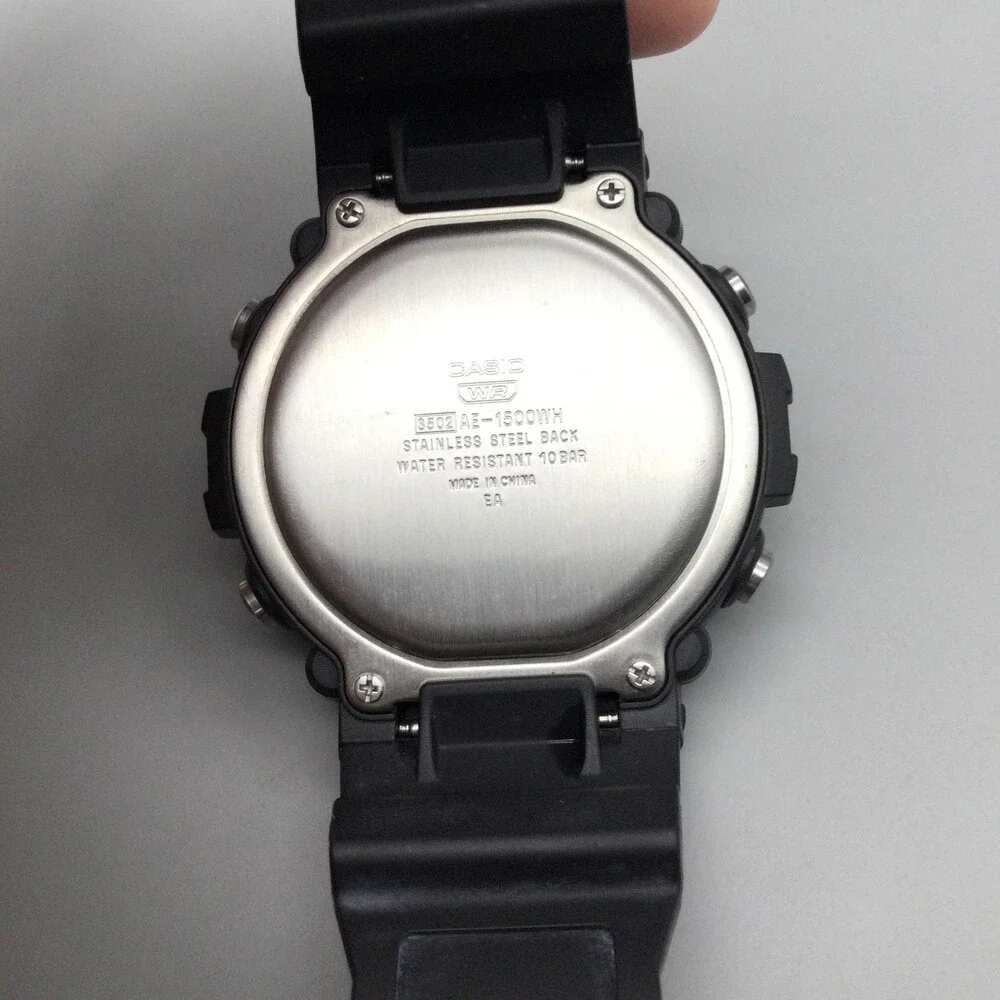 Casio 3502 AE-1500WH Mens Watch 50mm Digital Black 5 Alarms Chronograph